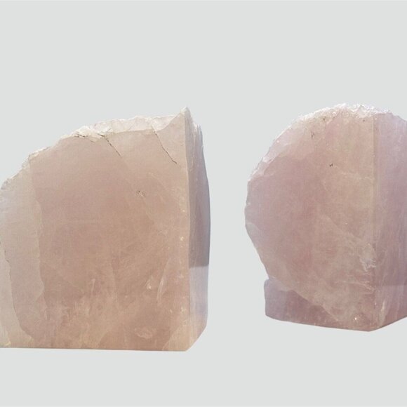 Crystal Bookends Rose Quartz Natural Characteristics, Pink Crystal Bookends (AB) - Picture 3 of 11